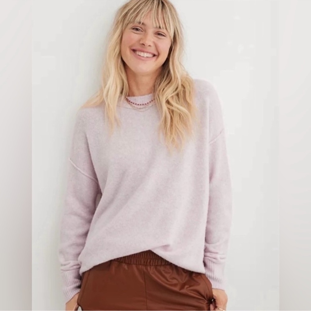 Aerie Unreal Sweater in Lavender Dawn Oversized Drop-Shoulder Cozy Comfy M
